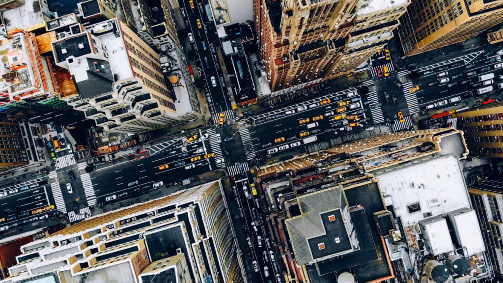 Arial shot of a city